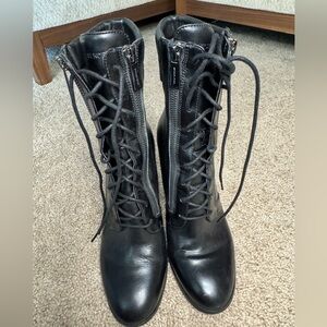 Black Lace-Up Ankle Boots